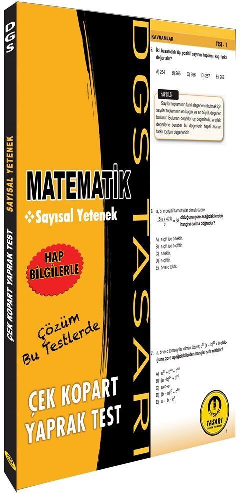 Tasarı Yayınları DGS Matematik Yaprak Test,Tasarı Yayınları