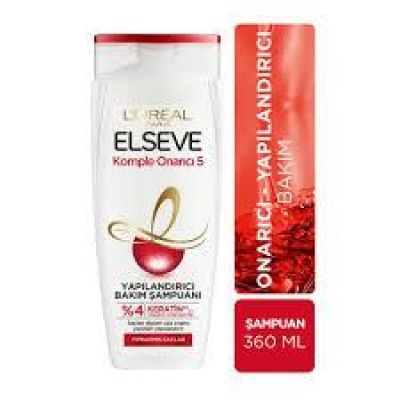 Elseve Komple Onarıcı 5 Yıpranmış Saçlar Için Keratinxs Içeren Yapılandırıcı Bakım Şampuanı 360 ml