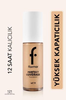 Flormar Perfect Coverage Yoğun Kapatıcı Su Bazlı Fondöten -121 Golden Natural