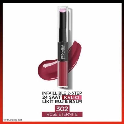 L'Oreal Paris Infaillible 2-step 24 Saat Kalıcı Likit Ruj & Balm - 302 Rose Eternite