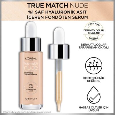  L'Oreal Paris L'oréal Paris True Match Nude Serum Fondöten 0.5-2 Very Light 3600523989898