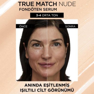  L'Oreal Paris L'oréal Paris True Match Nude Serum Fondöten 3-4 Light Medium 3600523989911