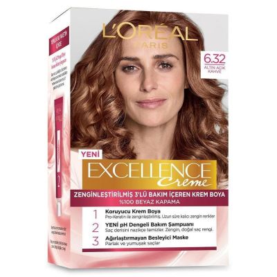 Loreal Paris Excellence Creme Saç Boyası 6.32 Altın Açık Kahve