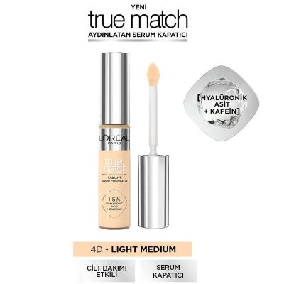 LOreal Paris True Match Aydınlatan Serum Kapatıcı - 4d Light Medium 11 ml