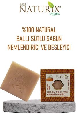 Naturix Natural Ballı Sütlü Sabun Peeling Etkili Nemlendirici Ve Besleyici %100 Doğal Honey Milk Soap