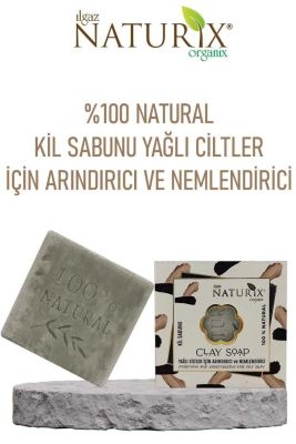 Naturix Natural Kil Sabun Yağlı Ciltler İçin Arındırıcı Nemlendirici Siyah Nokta Karşıtı Doğal Clay Soap