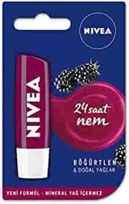  Nivea Böğürtlen Dudak Bakım Kremi 4,8 gr 24 Saat Nem