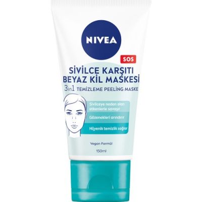  Nivea Sivilce Karşıtı Yüz Temizleyici Beyaz Kil Maskesi 3in1 150 Ml