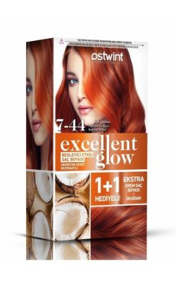 Ostwint Excellent Glow 1+1 Hediyeli Saç Boyası Seti No.7.44 Kumral Bakır