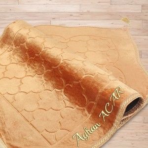  İsminizi Seccadeye Yazıyoruz Soft Yumuşak Kapitone Peluş Seccade(80 x 120 cm - 900 gr)Gold