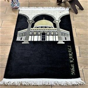 İsminizi Seccadeye Yazıyoruz Kudüs Seccade 68 *110 cm 462 gr- Siyah