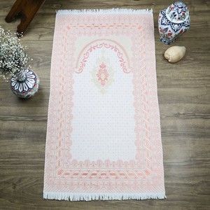  Canım Annem Lüks  Kutulu ,İpek Saten Seccade, Pamuklu Şal, İnci Tesbih, Kolye (27*19.5 cm 800 gr)-Pembe