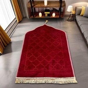 Kapitone Hediyelik Kadife Peluş Seccade(80*120 cm 900 gr)Bordo