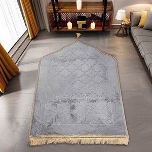 Soft Yumuşak Kapitone Peluş Seccade (80 x 120 cm - 900 gr)-Gümüş