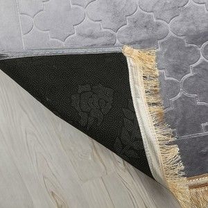  Soft Yumuşak Kapitone Peluş Seccade (80 x 120 cm - 900 gr)-Gümüş