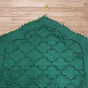  Soft Yumuşak Kapitone Peluş Seccade (80 x 120 cm - 900 gr)-Yeşil