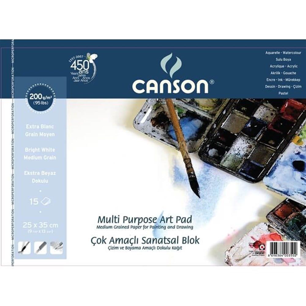 Canson Fineface Çok Amaçlı Resim Blokları 200 Gr 25X35 15 yp Spiralli