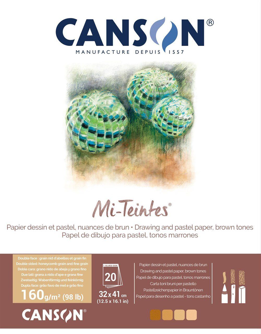 Canson Mi-Teintes Pastel Defteri 160 gr 32x41 cm 20 sf Kahve Tonları