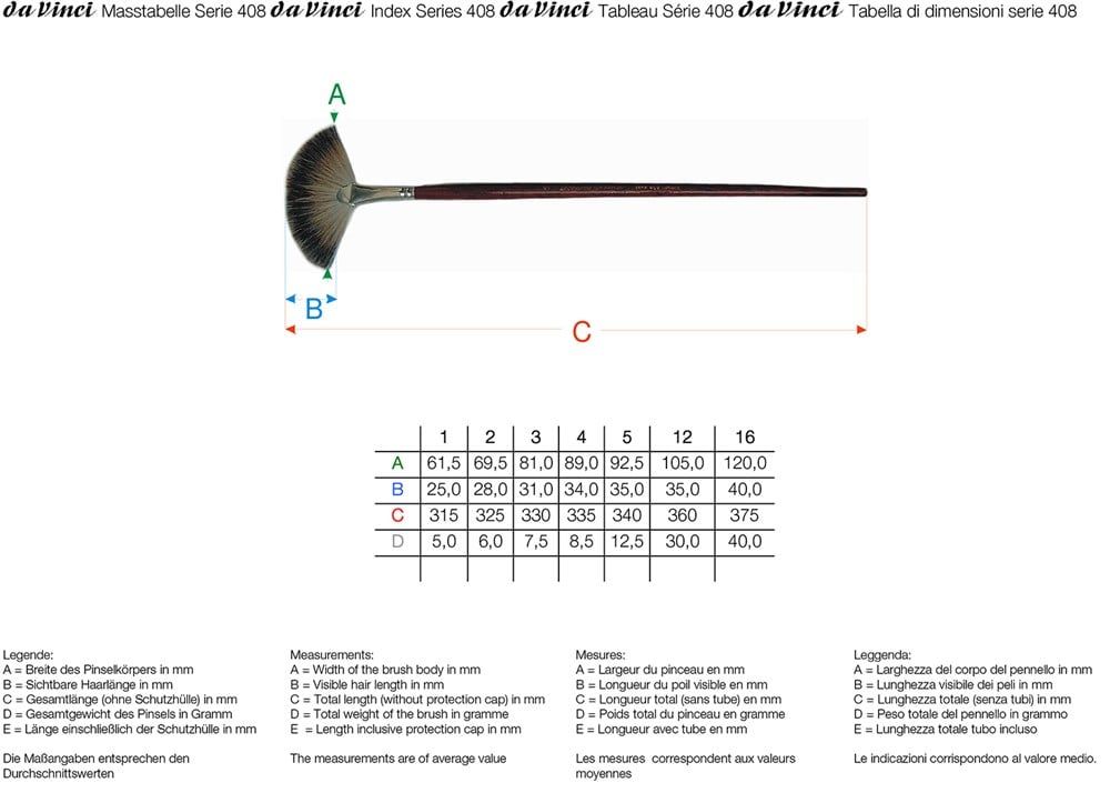  Da Vinci Porsuk Kılı Yelpaze Kaynaştırma Fırçası Seri 408 No:5