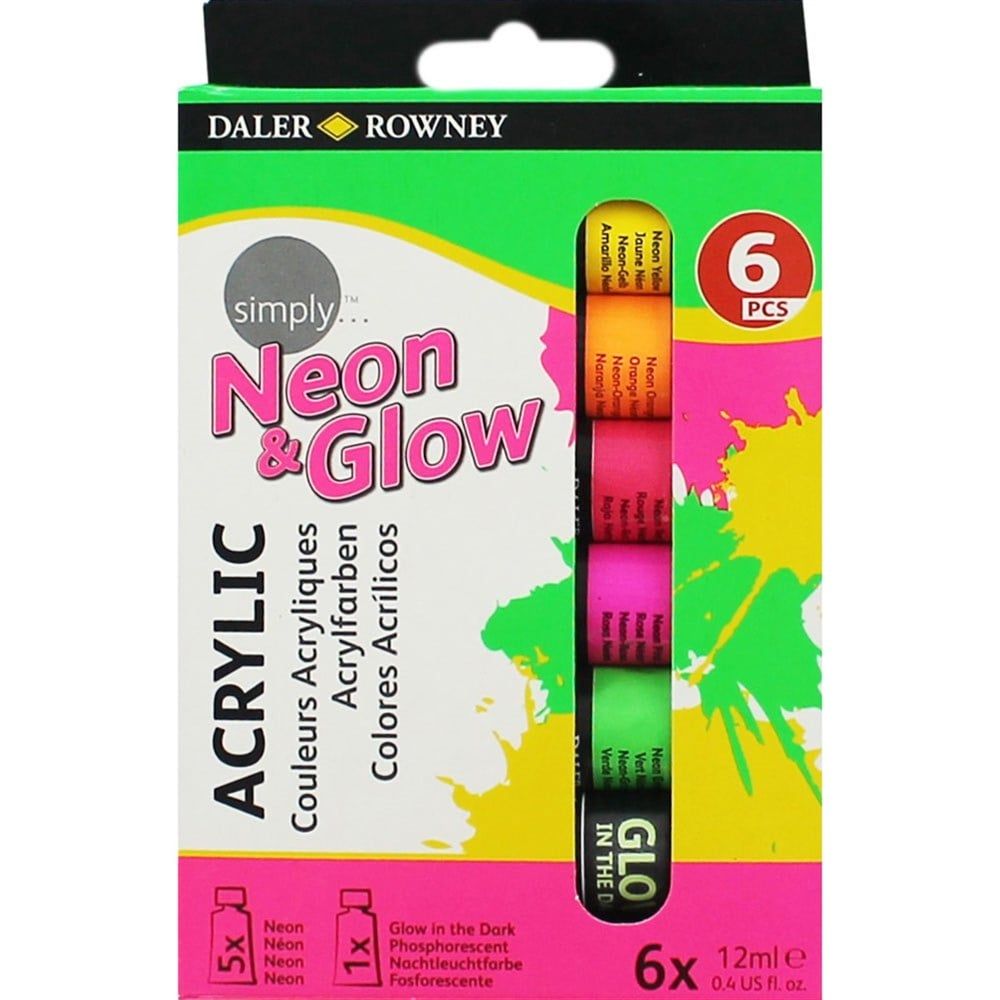 Daler Rowney Simply Akrilik Neon Renkler Seti 6x12 ml