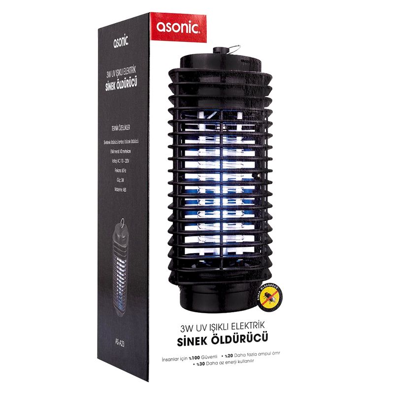  ASONİC S23 3 WATT SİYAH LED IŞIKLI SİNEK ÖLDÜRÜCÜ