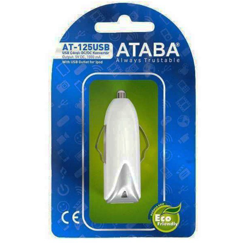  ATABA AT-125 USB 12V GRŞ.5 VOLT 1000 MA ARAÇ ÇAKMAK USB ŞARJ