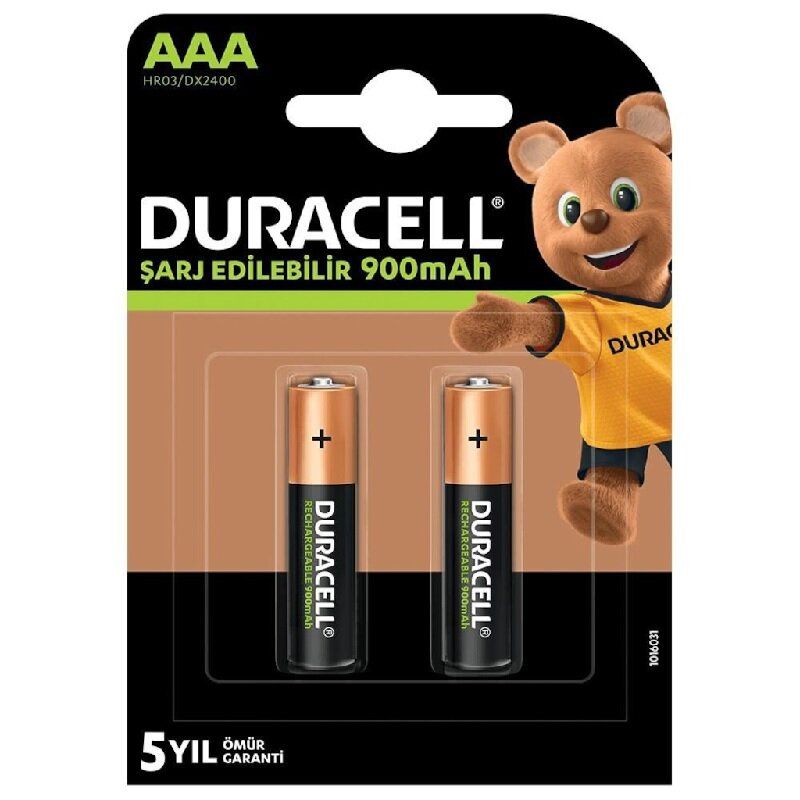  DURACELL ŞARJLI 900 MA AAA İNCE KALEM PİL 2Lİ PAKET