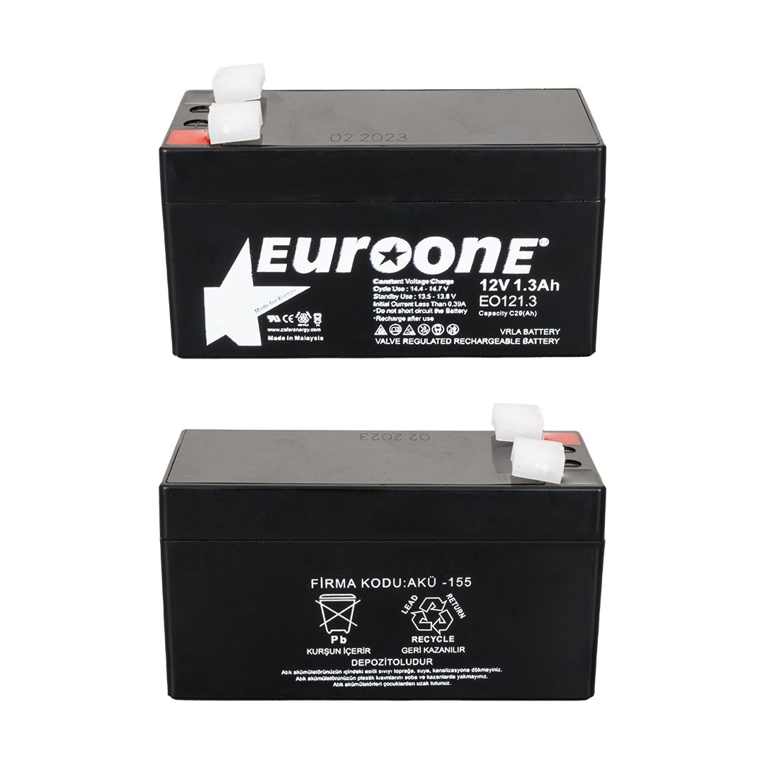  EUROONE EO121.3 12 VOLT - 1.3 AMPER AKÜ (96 X 42 X 52 MM)