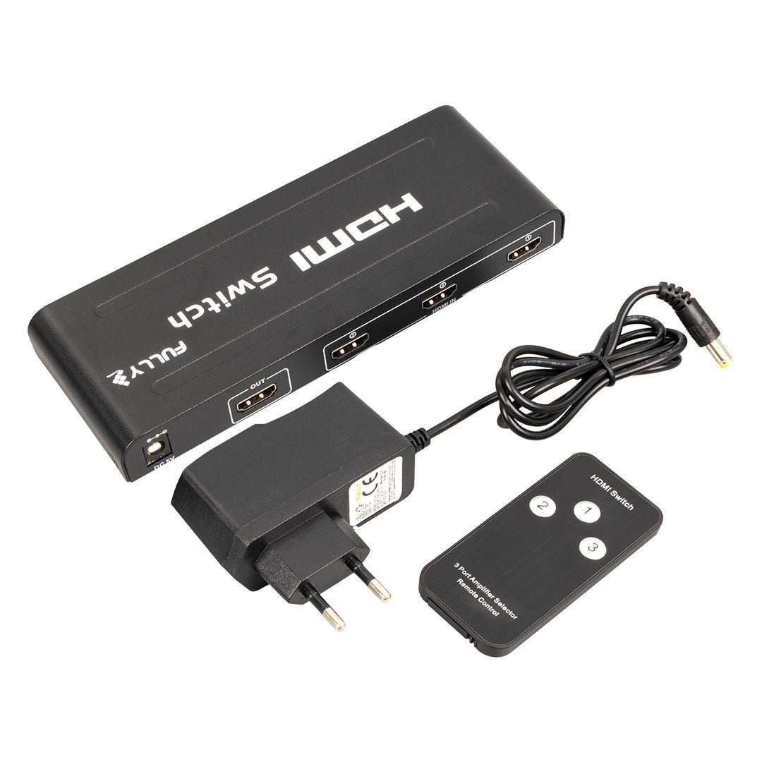  FULLY G-538H 3 GİRİŞ 1 ÇIKIŞ HDMI SWITCHER TOPLAYICI METAL KASA ADAPTÖRLÜ