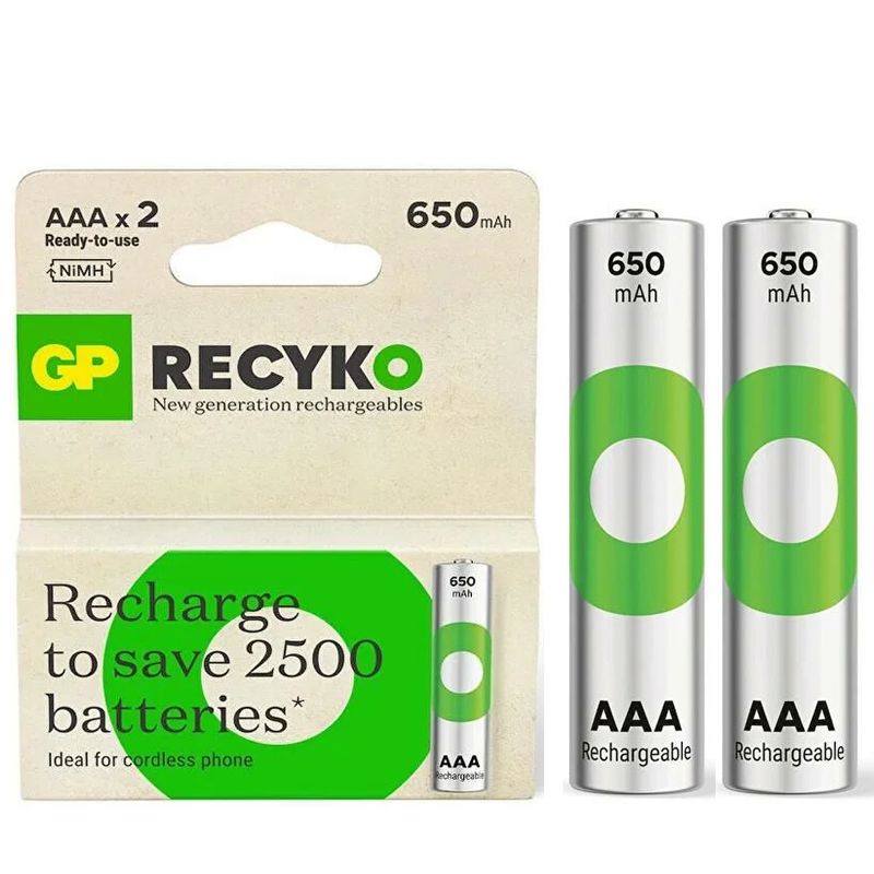 GP RECYKO 650 MAH R03 AAA ŞARJLI 2Lİ İNCE KALEM PİL GP65AAAHCE-2EB2 (GPRHCH63E000)