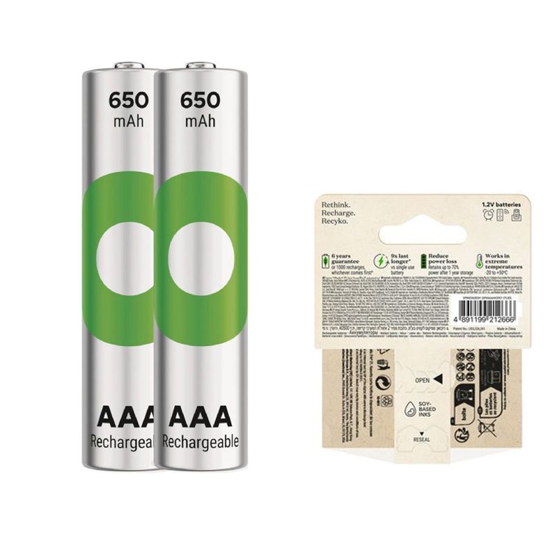  GP RECYKO 650 MAH R03 AAA ŞARJLI 2Lİ İNCE KALEM PİL GP65AAAHCE-2EB2 (GPRHCH63E000)