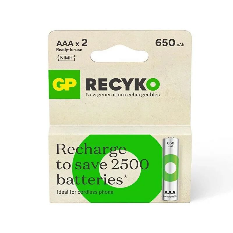  GP RECYKO 650 MAH R03 AAA ŞARJLI 2Lİ İNCE KALEM PİL GP65AAAHCE-2EB2 (GPRHCH63E000)