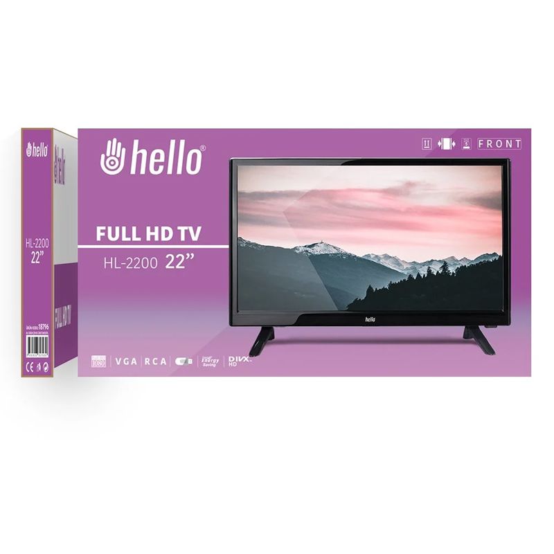  HELLO HL-2200 22 FULL HD LED MONİTÖR  (220V-12 VOLT) (AUDIO IN-RCA-VGA-HDMI-USB) 55 CM X 32 CM