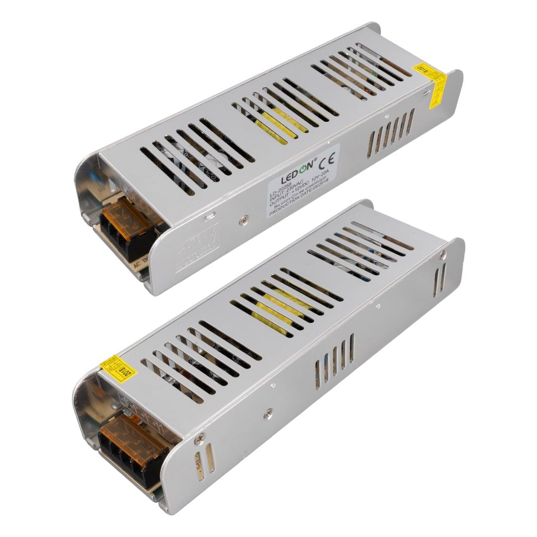  LEDON LD-20255 DC 12V-20A SLİM METAL KASA ADAPTÖR