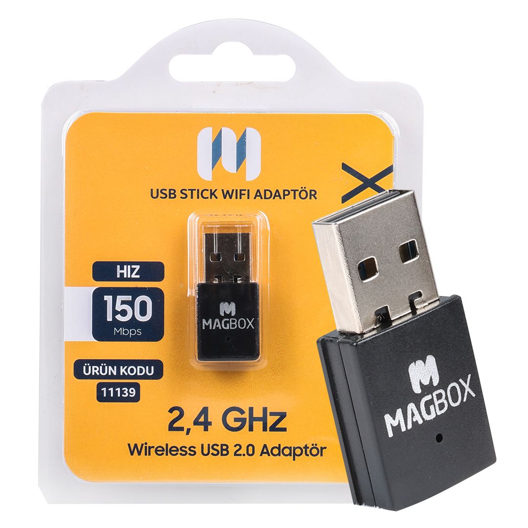 MAGBOX USB STICK MİNİ 802.11N WİFİ 7601 CHIPSET 2.4GHZ 150 MBPS IP UYDU ALICILARI İLE UYUMLU