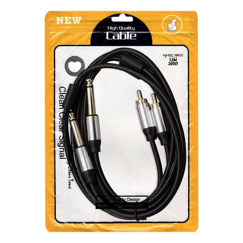  POWERMASTER LD398 2X 6.3MM MONO ERKEK + 2X RCA ERKEK 1.5 METRE KABLO