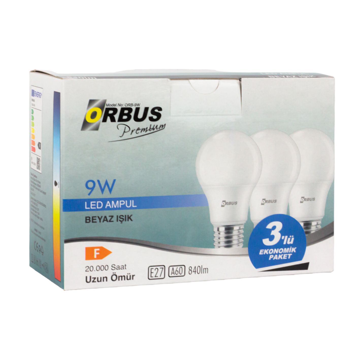  ORBUS ORB/L9W 3LÜ PAKET 9W BEYAZ LED AMPUL