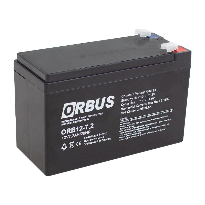 AKÜ 12 VOLT 7.2 AMPER ORBUS UPSLER İÇİN ORB12-7.2 (150 X 65 X 90 MM)