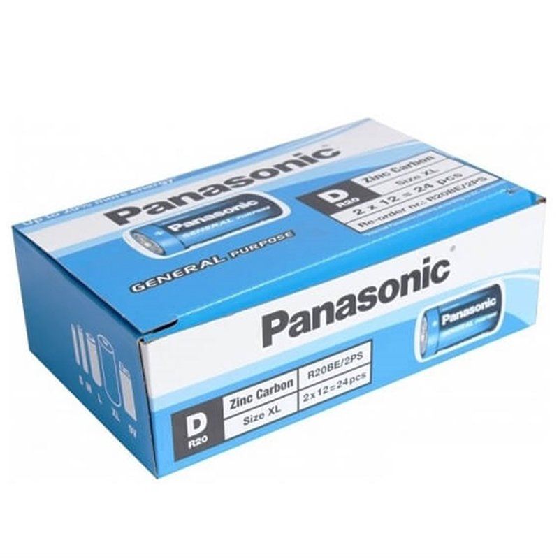  PANASONIC R20BE/2PS MANGANEZ BÜYÜK D BOY 24 LÜ PİL PAKET FİYATI