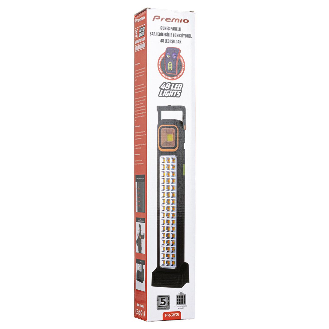  POWERMASTER KS-848 2 WATT COB LED + 48 LEDLİ SOLAR ŞARJLI IŞILDAK