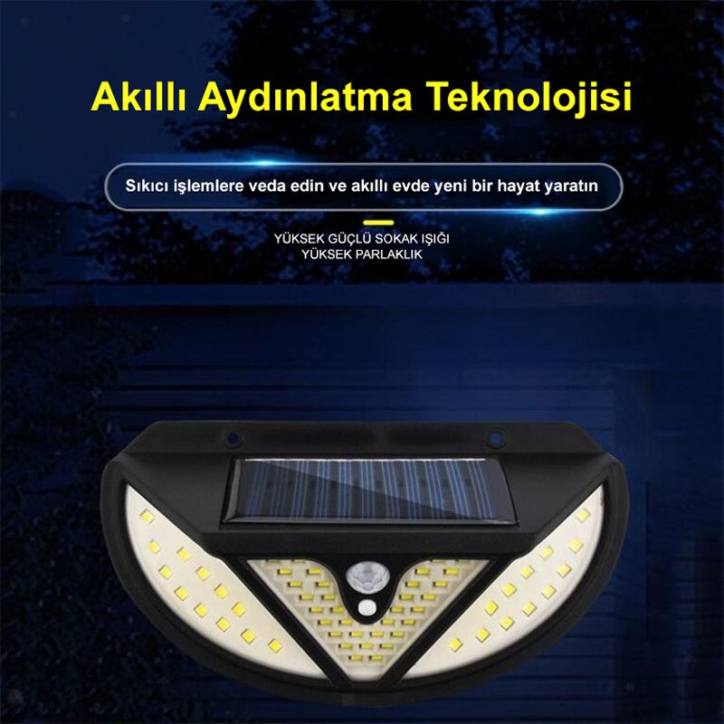  POWERMASTER MX-118 118 SMD LEDLİ HAREKET SENSÖRLÜ ÜÇ MODLU SOLAR DUVAR LAMBASI