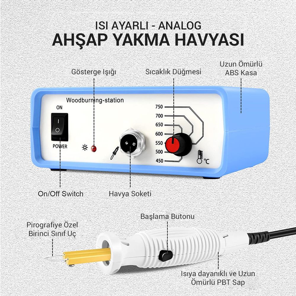  POWERMASTER PM-15903 ISI AYARLI ANALOG AHŞAP YAKMA HAVYASI