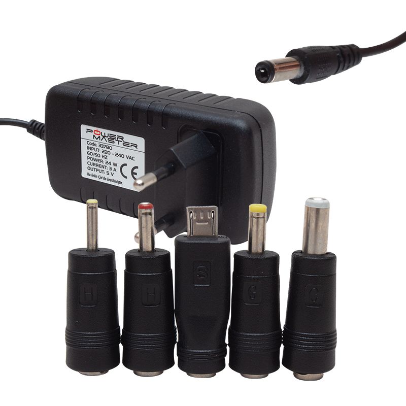  POWERMASTER PM-33780 5 VOLT - 3 AMPER - 15 WATT 5 UÇLU UNIVERSAL ÇOK AMAÇLI ADAPTÖR