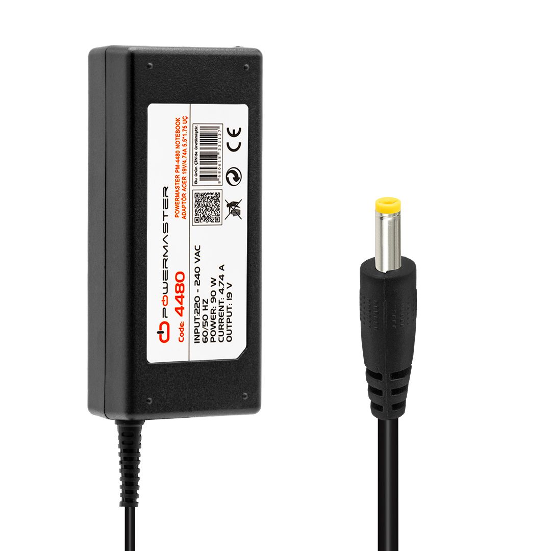  POWERMASTER PM-4480 19 VOLT - 4.74 AMPER 5.5*1.75 UÇLU ACER NOTEBOOK ADAPTÖR