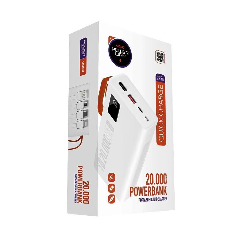  POWERWAY TX-20 20000 MAH ÇİFT USB DİJİTAL EKRAN SİYAH*BEYAZ POWERBANK