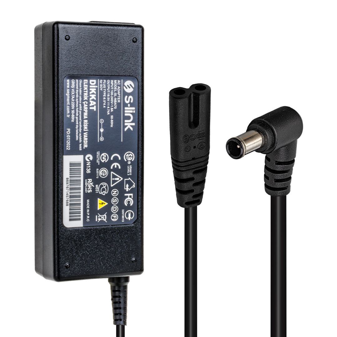  S-LINK SL-NBA70 90W 19.5 VOLT 4.74 AMPER 6.5X4.4 UÇLU SONY NOTEBOOK ADAPTÖR (SAMSUNG LED TV)