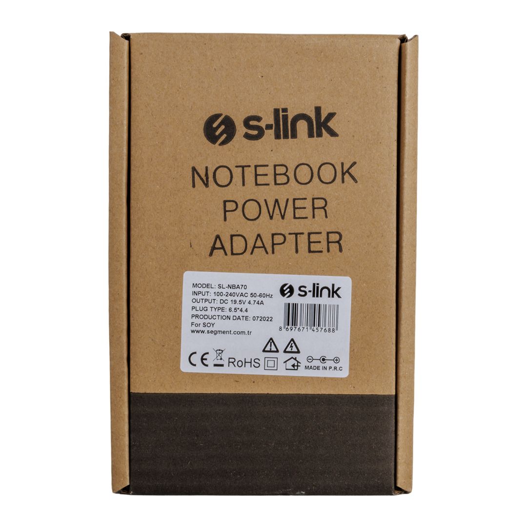  S-LINK SL-NBA70 90W 19.5 VOLT 4.74 AMPER 6.5X4.4 UÇLU SONY NOTEBOOK ADAPTÖR (SAMSUNG LED TV)