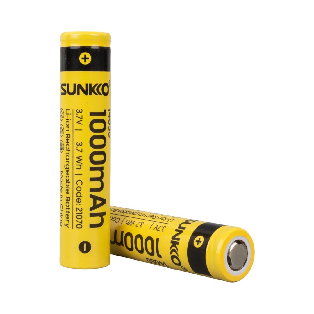 SUNKKO 3.7 VOLT 1000 MAH 14650 ŞARJ EDİLEBİLİR PİL (2Lİ PAKET)