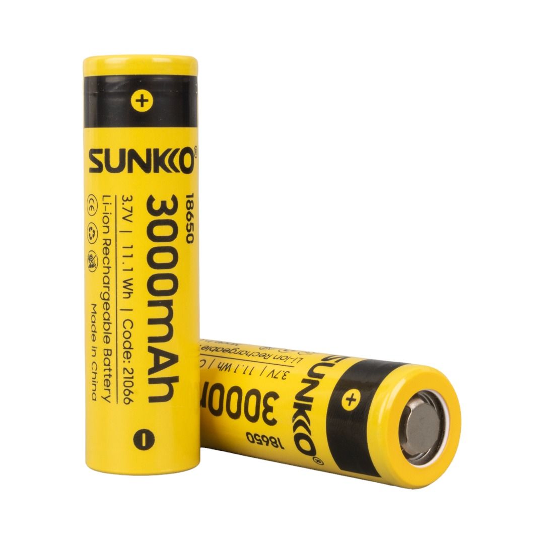 SUNKKO 3.7 VOLT 3000 MAH 18650 ŞARJ EDİLEBİLİR PİL (2Lİ PAKET)