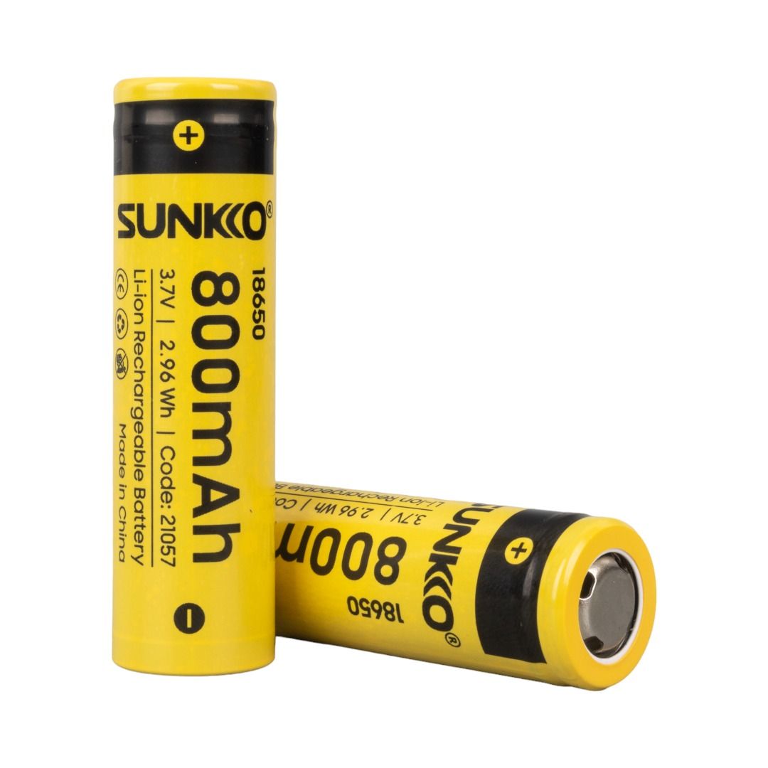 SUNKKO 3.7 VOLT 800 MAH 18650 ŞARJ EDİLEBİLİR PİL  (2Lİ PAKET)